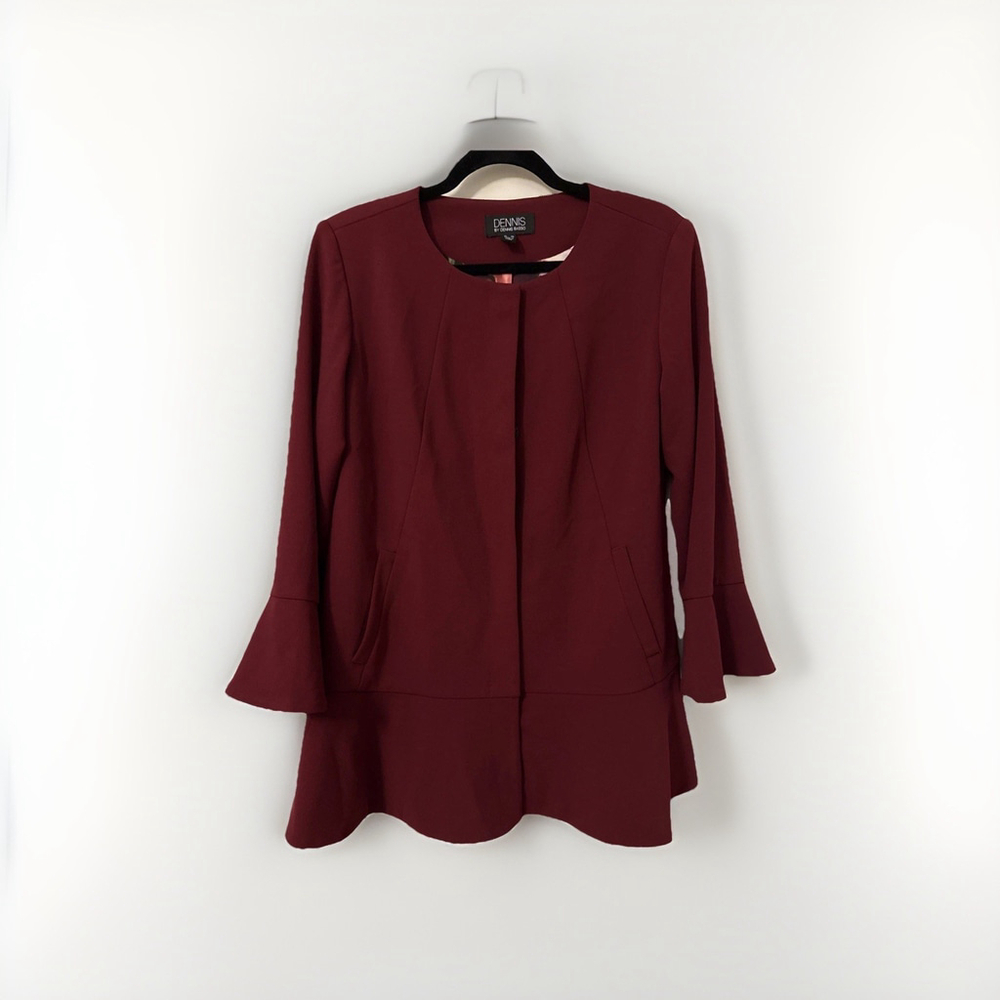 Dennis Basso Women's Maroon Jacket/blazer Size 10, Peplum